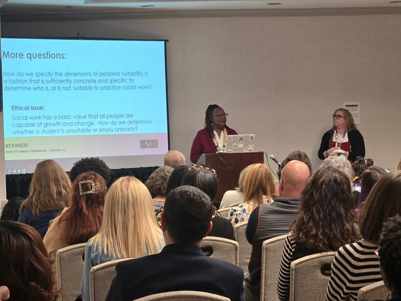 Brandi co-presenting to a full room at the CSWE Annual Conference